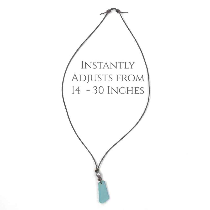 Tapered Dark Amber Sea Glass Leather Necklace  - it&